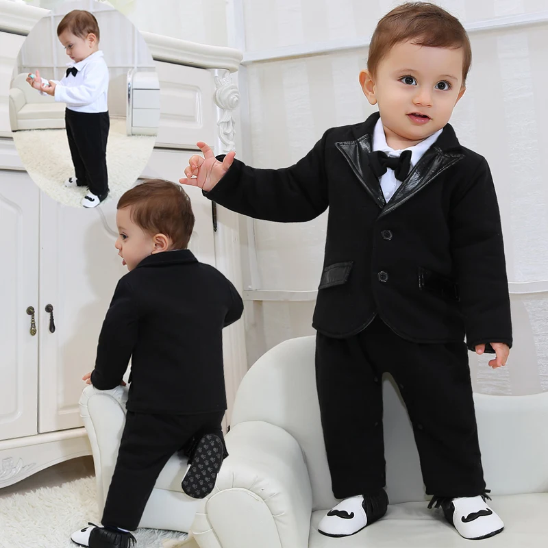 2018 New Born Baby Clothes Gentleman Boys Clothes Black